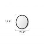 Homeroots - 25" Black Metal Beaded Round Framed Accent Mirror - Image 5