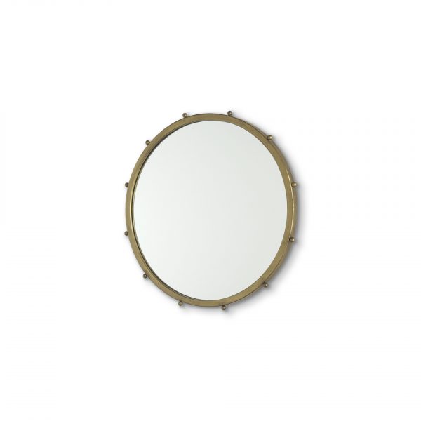 Homeroots - 25" Gold Metal Beaded Round Framed Accent Mirror - Image 1