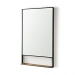 Homeroots - 40" Black Metal Framed Accent Mirror With Shelf - Image 2