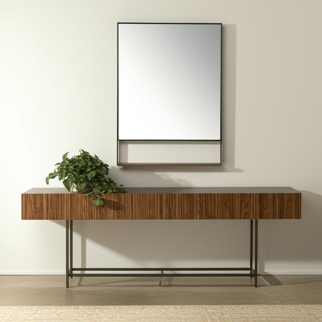 607274_5_c35tjSiy Homeroots - 40" Black Metal Framed Accent Mirror With Shelf - Image 1