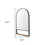 Homeroots - 40" Black Metal Arch Framed Accent Mirror With Shelf - Image 5