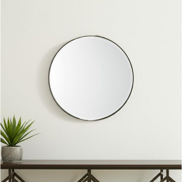 Homeroots - 24" Gold Metal Round Framed Accent Mirror - Image 1