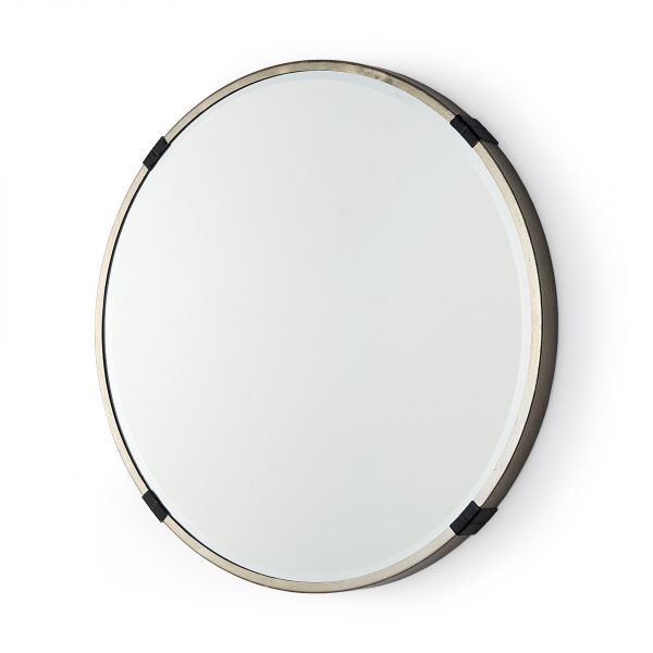 Homeroots - 24" Gold And Black Metal Round Framed Accent Mirror - Image 1