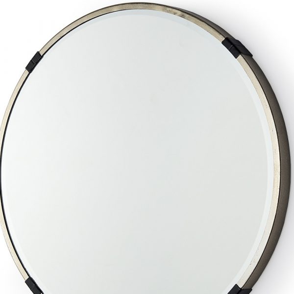 Homeroots - 24" Gold And Black Metal Round Framed Accent Mirror - Image 3