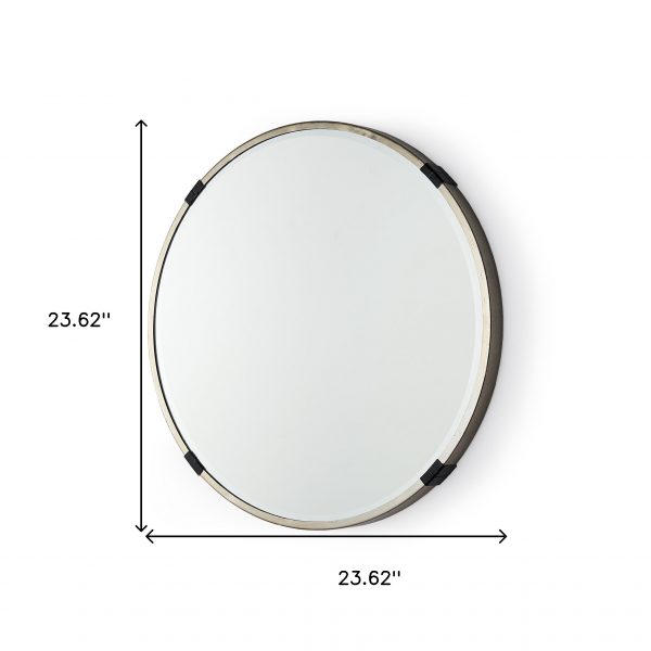 Homeroots - 24" Gold And Black Metal Round Framed Accent Mirror - Image 4
