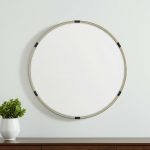 Homeroots - 29" Gold And Black Metal Round Framed Accent Mirror