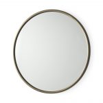 Homeroots - 36" Antiqued Gold Metal Round Framed Accent Mirror - Image 2