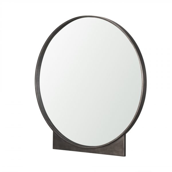 Homeroots - 38" Gunmetal Metal Round And Rectangle Framed Accent Mirror - Image 2