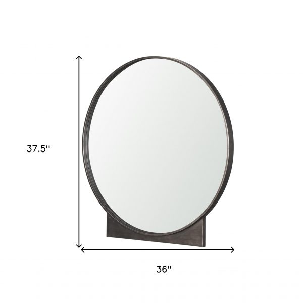 Homeroots - 38" Gunmetal Metal Round And Rectangle Framed Accent Mirror - Image 5