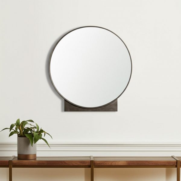 Homeroots - 38" Gunmetal Metal Round And Rectangle Framed Accent Mirror - Image 1