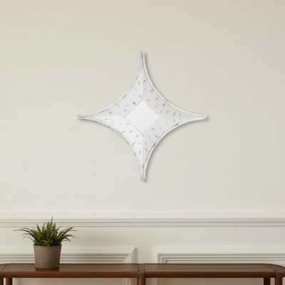 Homeroots - 17" White Distressed Solid Wood Novelty Star Framed Accent Mirror
