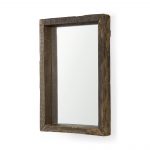Homeroots - 18" Brown Solid Wood Framed Accent Mirror - Image 2