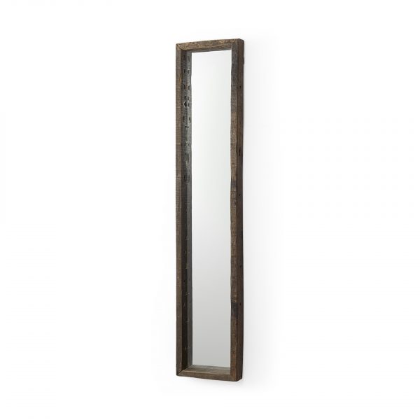 Homeroots - 12" Brown Solid Wood Framed Accent Mirror - Image 1