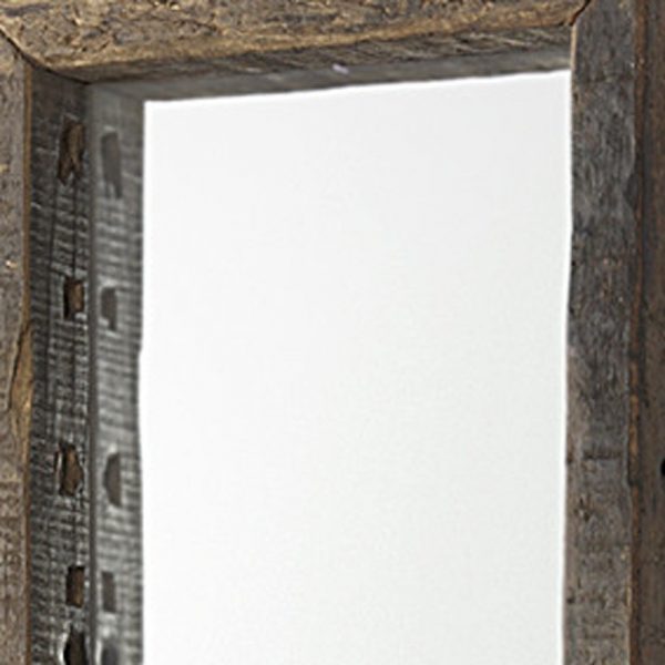 Homeroots - 12" Brown Solid Wood Framed Accent Mirror - Image 2