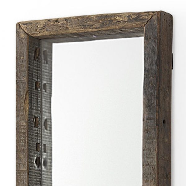 Homeroots - 12" Brown Solid Wood Framed Accent Mirror - Image 3