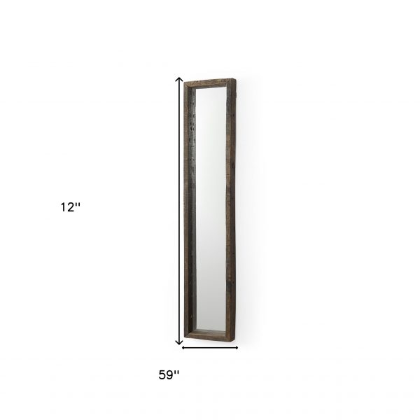 Homeroots - 12" Brown Solid Wood Framed Accent Mirror - Image 4