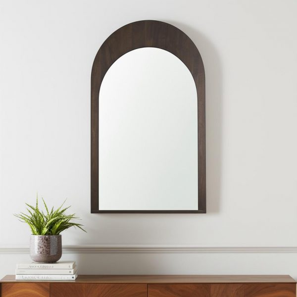 Homeroots - 48" Brown Solid Wood Arch Framed Accent Mirror - Image 1