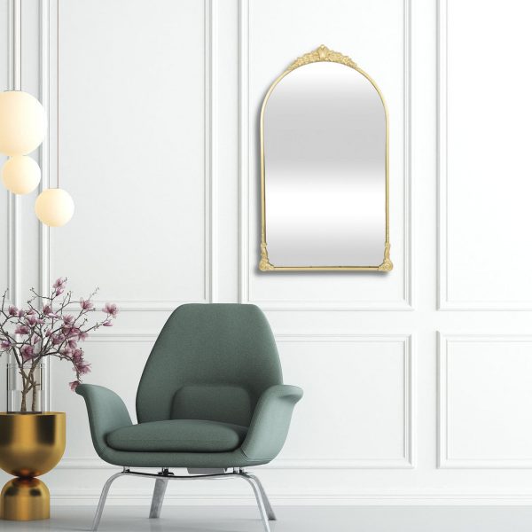 Homeroots - 34" Gold Metal Arch Accent Mirror - Image 8