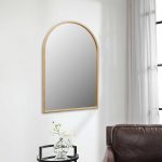 Homeroots - 34" Gold Metal Beaded Arch Accent Mirror - Image 9