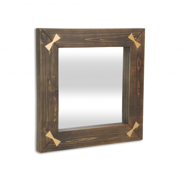 Homeroots - 22" Brown Wood With Gold Bows Square Accent Mirror - Image 4