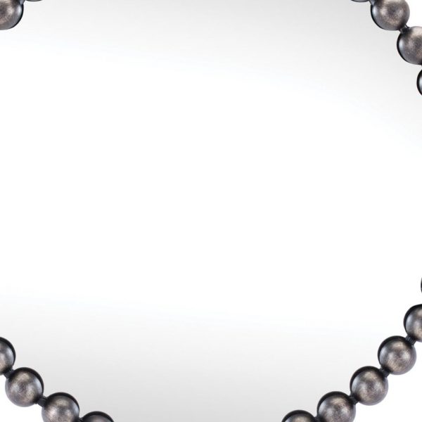 Homeroots - 24" Dark Gray Iron Beaded Round Accent Mirror - Image 3