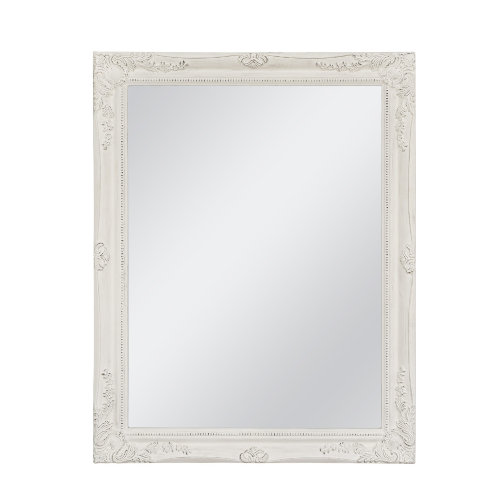 635502_1_mvkOPBM6 Homeroots - 40" White Wood Ornate Framed Accent Mirror - Image 1