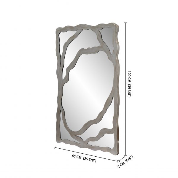 Homeroots - 44" Gray Wood Free Form Framed Accent Mirror - Image 9