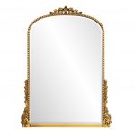 Homeroots - 34" Antiqued Gold Wood Baroque Arch Framed Accent Mirror - Image 2