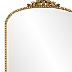 Homeroots - 34" Antiqued Gold Wood Baroque Arch Framed Accent Mirror - Image 4
