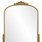 Homeroots - 34" Antiqued Gold Wood Baroque Arch Framed Accent Mirror - Image 3
