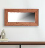 Homeroots - 24" Brown Solid Wood Freestanding and Wall Mount Accent Mirror - Image 2