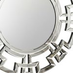 Homeroots - 32" Silver Glass Round Art Deco Geo Framed Accent Mirror - Image 5