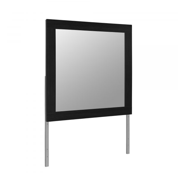 Homeroots - 35" Black Wood Square Mounted Framed Dresser Mirror - Image 3