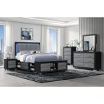 Homeroots - 35" Black Wood Square Mounted Framed Dresser Mirror - Image 6