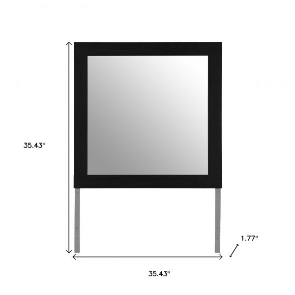 Homeroots - 35" Black Wood Square Mounted Framed Dresser Mirror - Image 7